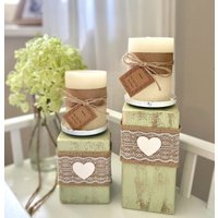 Kerzenständer Holz Kerzenhalter Deko Landhaus Shabby Vintage Kerzenständer Holz Kerzenhalter Deko Landhaus Shabby Vintage von DekoHirsch