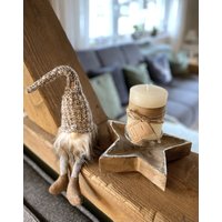 Kerzenständer Kerzenhalter Holz Stern Weihnachtsdeko Advent Silber von DekoHirsch
