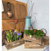 Pflanzkasten Blumenkasten Holzbox Deko Landhaus Garten Terrasse Kiste Box Holz Altholz von DekoHirsch