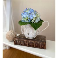 Tasse Dekotasse Eisentasse Gartendeko Übertopf Vintage Deko Shabby Landhaus von DekoHirsch
