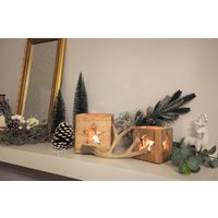 Windlicht Teelicht Aus Holz Mit Glas Stern Deko Weihnachten Advent Landhaus von DekoHirsch