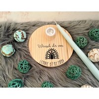 Geburtstagsbrett Geburtstagskerze Wünsch Dir Was Geburtstag Geschenk Kerze Kindergeburtstag Geburtsdatum Name Regenbogen Geburt Holz Rund von DekoKompass