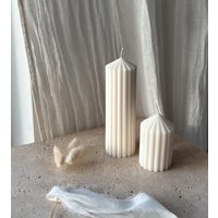 Rillenkerzen | Riffelkerze Stumpenkerze Säulenkerze Creme 100% Rapswachs Vegan von DekoLoveDesign