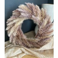 Pampaskranz 33 cm Fluffy Pamapas Beige Diy Geschenk Floristik Natur von DekoManufakturDE