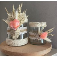 Windlicht Mit Trockenblumensträusschen von DekoMom