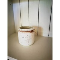 Vase-Windlicht-Shabby Chic-Vintage-Handmade-Geschenkidee-Spitze-Schleife-Weiß-Glas von DekoNanze