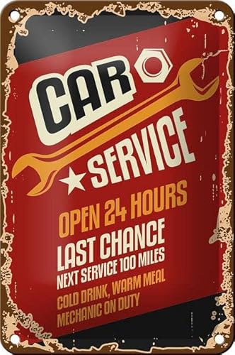 Blechschild 18 x 12 cm Car Service Open 24 Hours Last Change - DekoNo7 von DekoNo7