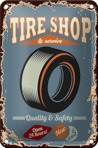 Blechschild 18 x 12 cm Tire Shop 6 Service Quality & Safety - DekoNo7 von DekoNo7