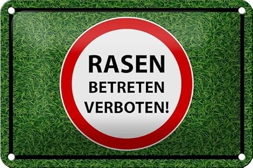 Blechschild 18 x 12 cm Warnschild: Rasen betreten verboten ! - DekoNo7 von DekoNo7