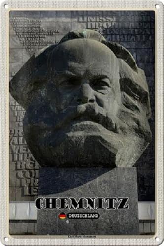 Blechschild 30 x 20 cm Chemnitz Deutschland Motiv: Karl Marx Monument - DekoNo7 von DekoNo7