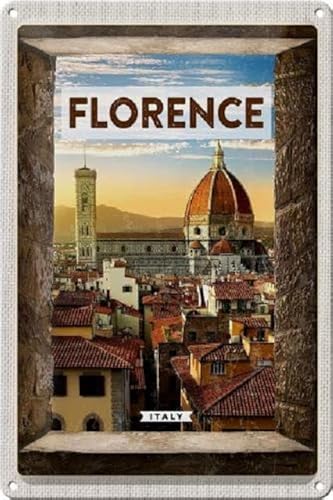 Blechschild 30 x 20 cm Florence Italy Toskana Motiv: Blick aus Fenster - DekoNo7 von DekoNo7