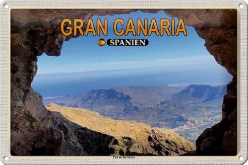 Blechschild 30 x 20 cm Gran Canaria Spanien Motiv: Pico de Nieves Berg - DekoNo7 von DekoNo7