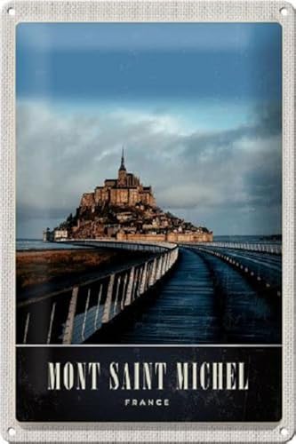 Blechschild 30 x 20 cm Mont Saint Michel France Motiv: Burg auf Insel - DekoNo7 von DekoNo7
