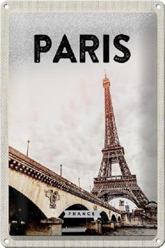 Blechschild 30 x 20 cm Paris France Motiv: Eifelturm von unten - DekoNo7 von DekoNo7