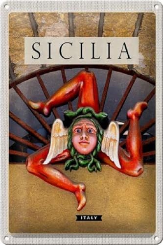 Blechschild 30 x 20 cm Sicilia Italy Motiv: Figur Trinacria - DekoNo7 von DekoNo7