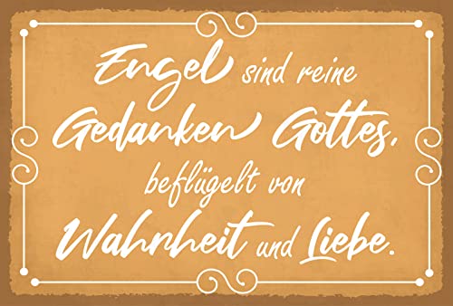 Blechschild 30 x 20 cm Spruch: Engel sind reine Gedanken Gottes, beflügelt von Wahrheit und Liebe - DekoNo7 von DekoNo7