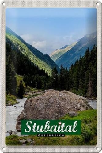 Blechschild 30 x 20 cm Stubaital in Tirol Motiv: Alpen Blick - Österreich - DekoNo7 von DekoNo7
