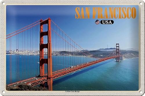 Blechschild 30 x 20 cm USA San Francisco Goldern Gate Bridge - DekoNo7 von DekoNo7