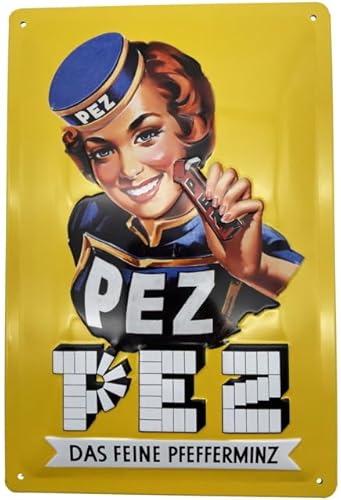 Blechschild 30 x 20 cm Vintage Retro Schild PEZ - Das feine Pfefferminz - DekoNo7 von DekoNo7