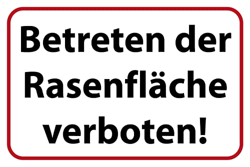 Blechschild 30 x 20 cm Warnschild: Betreten der Rasenfläche verboten - DekoNo7 von DekoNo7