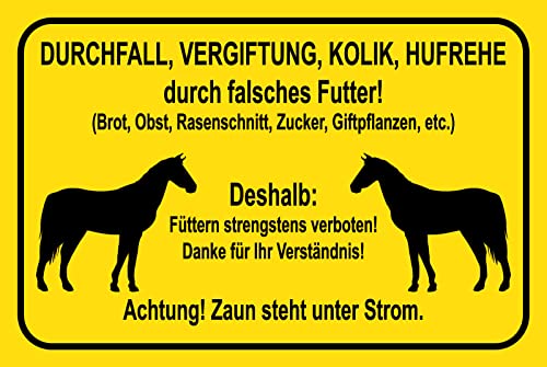 Blechschild 30 x 20 cm Warnschild: Pferde Füttern Strengstens Verboten - DekoNo7 von DekoNo7