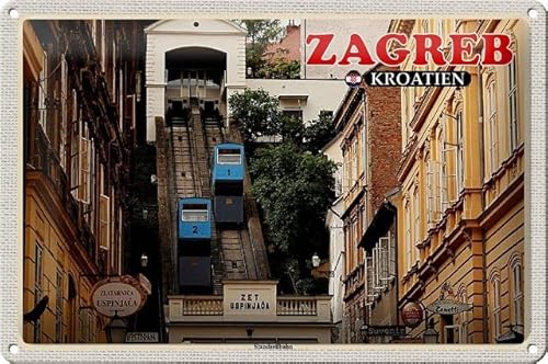 Blechschild 30 x 20 cm Zagreb Kroatien Motiv: Standseilbahn Usinhaca - DekoNo7 von DekoNo7