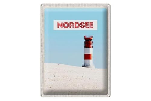 Blechschild 40 x 30 cm Nordsee Motiv: Leuchtturm am Strand - DekoNo7 von DekoNo7