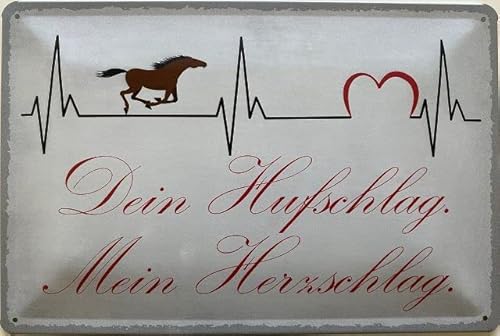 DekoNo7 Blechschild 30 x 20 cm Dein Hufschlag Mein Herzschlag - Pferde Schild von DekoNo7