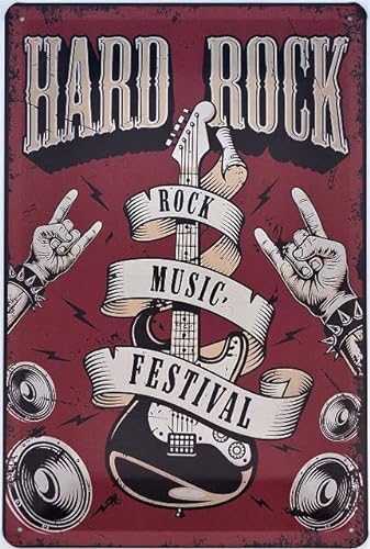DekoNo7 Blechschild 30 x 20 cm Hard Rock Music & Festival - Vintage Schild von DekoNo7