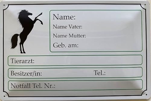 DekoNo7 Blechschild 30 x 20 cm Hinweis Tafel für den Pferde Stall - Pferde Schild von DekoNo7