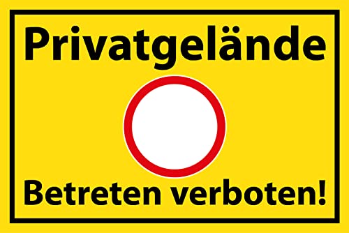 DekoNo7 Blechschild 30 x 40 cm Warnschild - Privatgelände - Betreten verboten gelb von DekoNo7