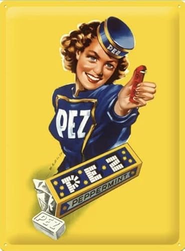 DekoNo7 Blechschild 40 x 30 cm Vintage Retro Schild PEZ Peppermint von DekoNo7