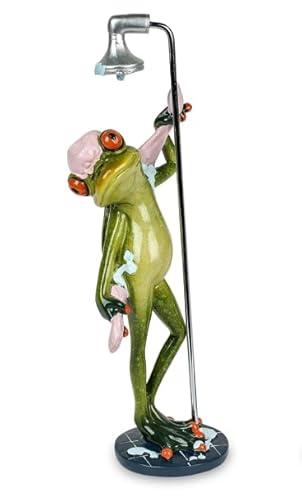 Frosch Mann in Dusche 23 cm aus Kunststein gefertigt, handbemalt und mit Details verziert von DekoNo7