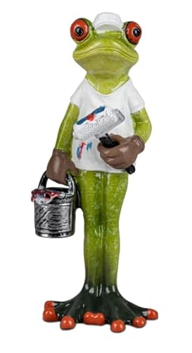 Frosch als Handwerker Maler 16 cm aus Kunststein gefertigt, handbemalt und mit Details verziert von DekoNo7