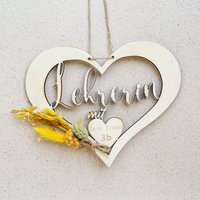 Trockenblumenkranz Geschenk Für Lehrerin Holzherz - Dekopanda von DekoPandaShop