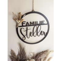 Trockenblumenkranz Holzkranz Mit Namen Personalisierbar Familienkranz - Dekopanda von DekoPandaShop
