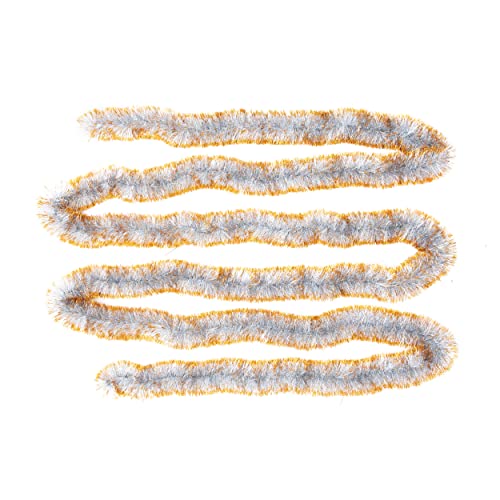 DekoPrinz® Weihnachtsdeko Girlande Lametta Doxa Silber Gold Ø 70 mm x 6 m von DekoPrinz