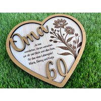 Geburtstagsgeschenk Für Oma Herz Aus Holz Jeden Geburtstag Personalisierbar Wunschalter Wunschtext Wunschgravur Großmutter Geschenk von DekoRick