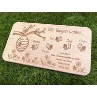 Geschenk Holzbrett Für Erzieherin/Lehrerin Motiv Bienen Mit Bienenkorb - Personalisiert Namen Und Wunschtext Kita Abschied Schulschluss von DekoRick