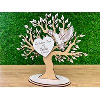Taufe Geschenk Lebensbaum Aus Holz Personalisiert Mit Herz Und Taube Babygeschenk Taufgeschenk Geburt von DekoRick