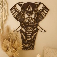 Wanddeko Elefant Aus Holz Im Mandala Stil in 2 Größen Und Farben - Hellbraun Oder Dunkelbraunes Dekoratives Wandbild Orientalisch von DekoRick