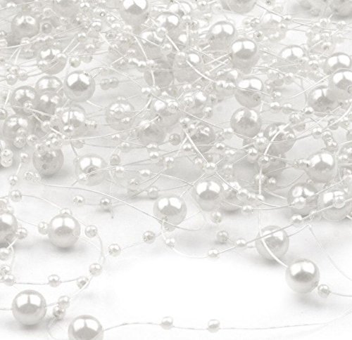 Perlengirlande Perlenstränge 15 Stück a 130cm, Tischdeko,Hochzeit, Deko (weiß) von DekoShop