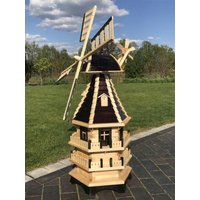 Windmühle Wm 1, 4 Lamelle Dreist. Braun Oder Rot - Norddeutsche Holzwindmühle Mit Lamellendach | 140 cm Hoch Auch Solarbeleuchtung von DekoShopHannusch