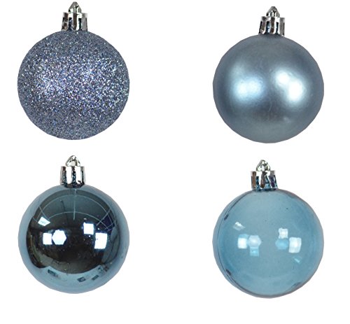 12 Set Weihnachtskugel - Frost Blau Azurblau 5cm - Christbaumschmuck Kugeln Glänzend Glitzer Matt Durchsichtig von DekoStore