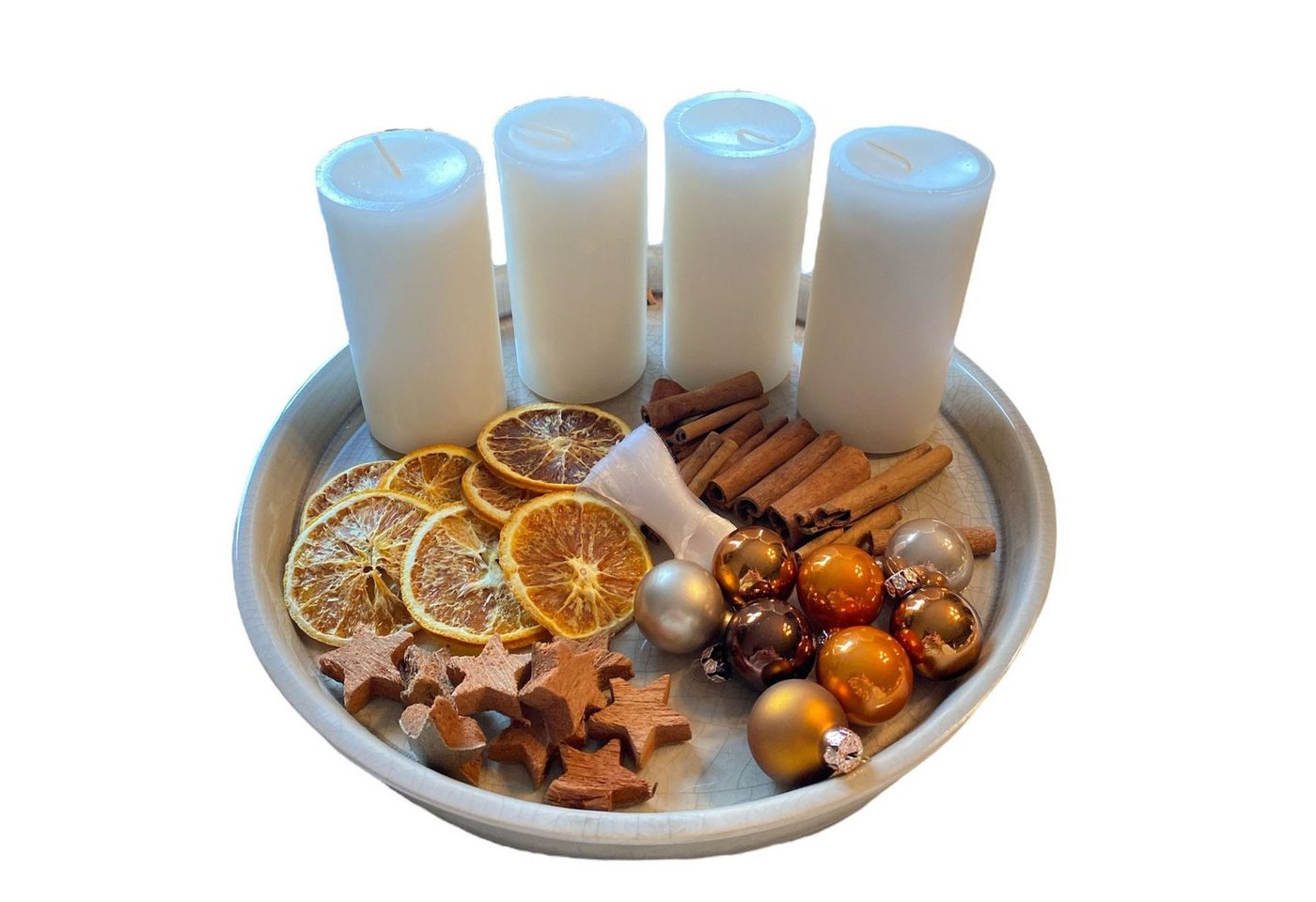 DekoTown Bastelnaturmaterial Adventsset Naturmix Kerzen Wollweiß von DekoTown