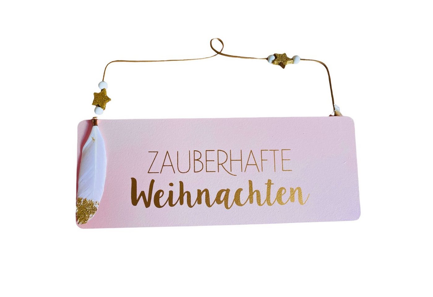 DekoTown Dekohänger Holzschild Türschild Schild Hänger Weihnachten Rosa 25cm von DekoTown