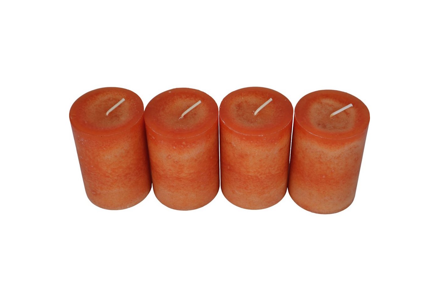 DekoTown Stumpenkerze Marmorierte Kerzen Kürbis Orange Hellorange 9x6cm, 4 St. von DekoTown