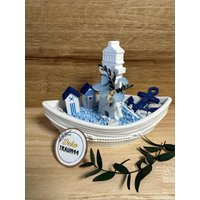 Maritime Deko Schiff Boot Leuchtturm Anker Häuser Strandhäuser Ankerplatz Dekoschiff Urlaub Meeresbrise von DekoTraum44