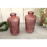 Set Kleine Rosa Vasen 2 Große Vorrätig Glasflaschen Tischdeko Im Vintage Style von DekoWerkstatt