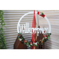 Willkommen-Loop Herbstdeko Holz Türhänger Mit Fliegenpilzen von DekoWerkstatt